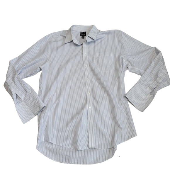 Jos A Bank dress shirt Men's Size 17 purple And Black Striped - Picture 1 of 6